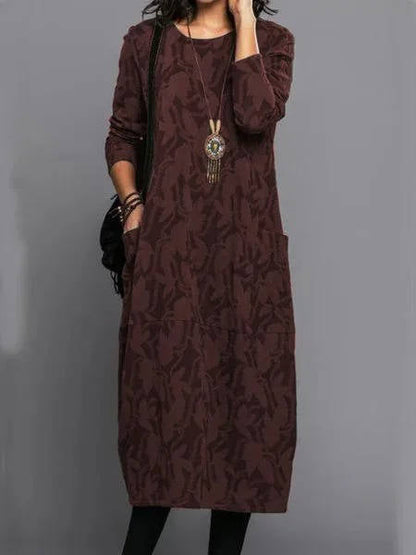 Relaxed floral midi dress with pockets for women | Amara