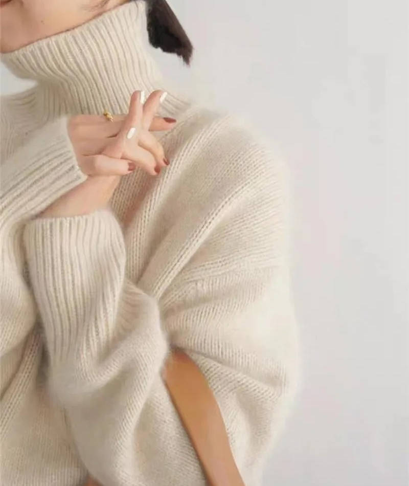 Soft knit turtleneck pullover sweater for women | Elowen