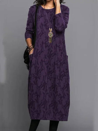Relaxed floral midi dress with pockets for women | Amara