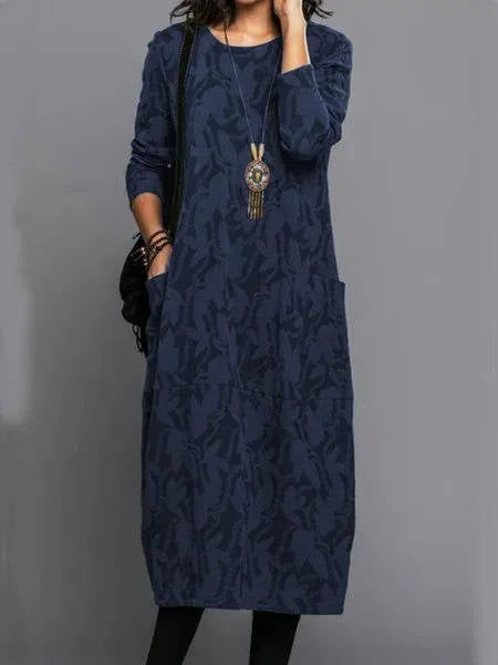 Relaxed floral midi dress with pockets for women | Amara
