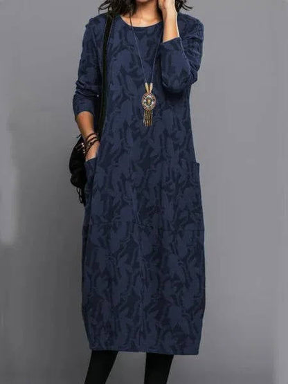 Relaxed floral midi dress with pockets for women | Amara