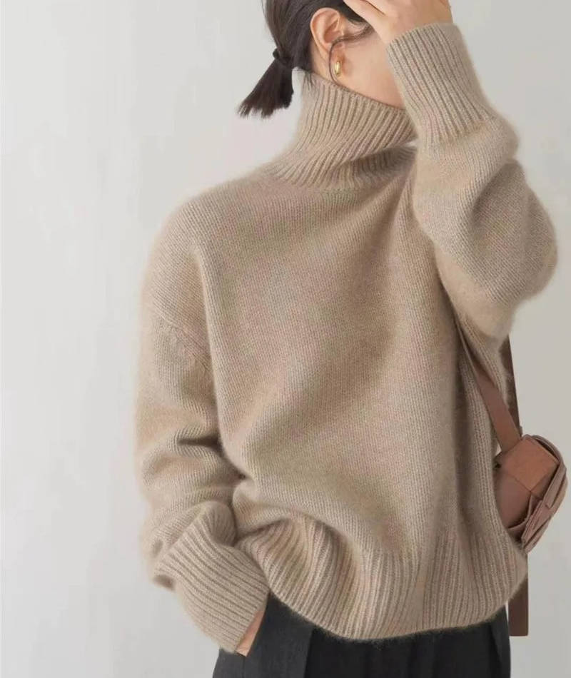Soft knit turtleneck pullover sweater for women | Elowen