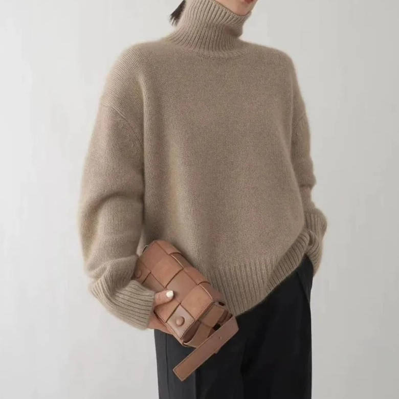 Soft knit turtleneck pullover sweater for women | Elowen