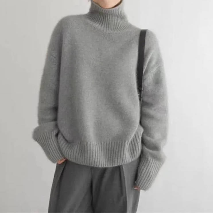 Soft knit turtleneck pullover sweater for women | Elowen