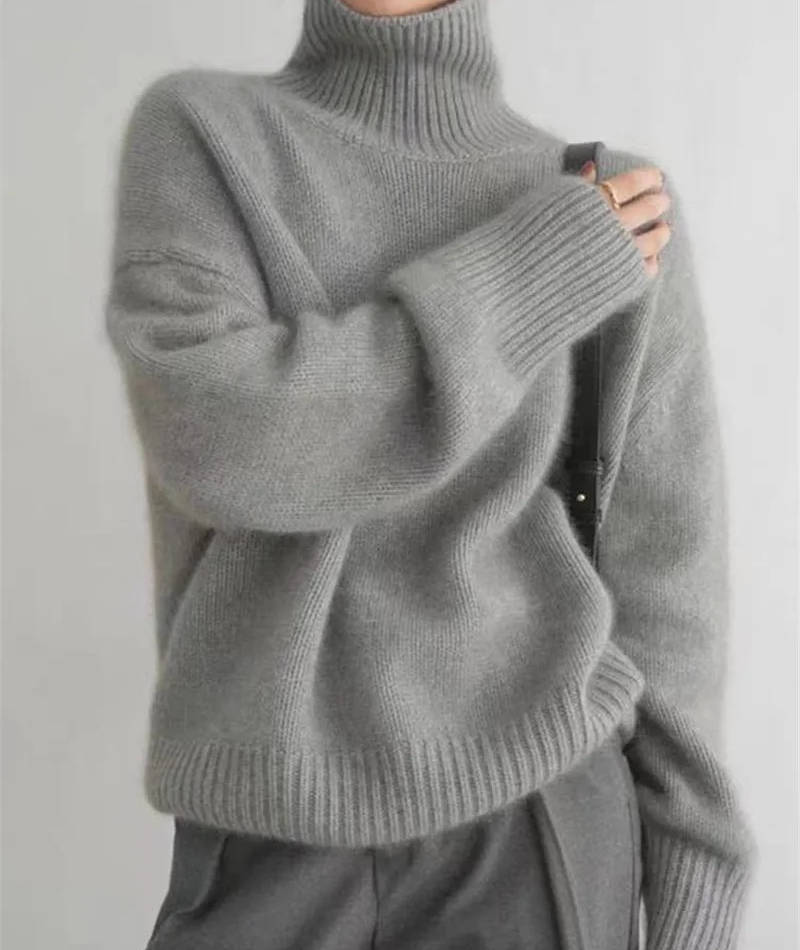 Soft knit turtleneck pullover sweater for women | Elowen