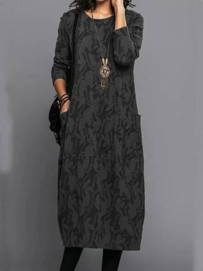 Relaxed floral midi dress with pockets for women | Amara