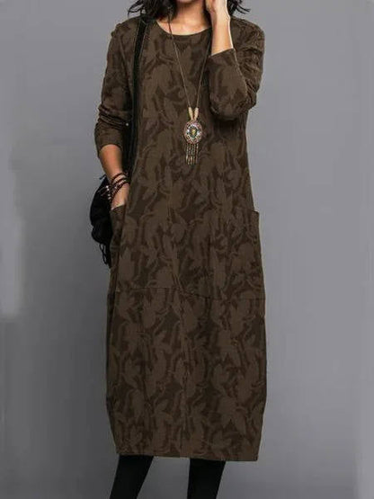 Relaxed floral midi dress with pockets for women | Amara