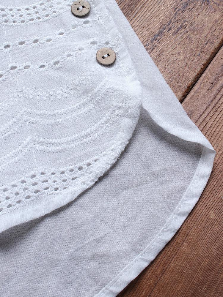 Cotton eyelet button detail tunic top for women | Marisela