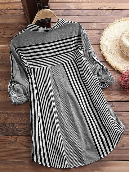 Casual striped button-down blouse for women | Genevieve