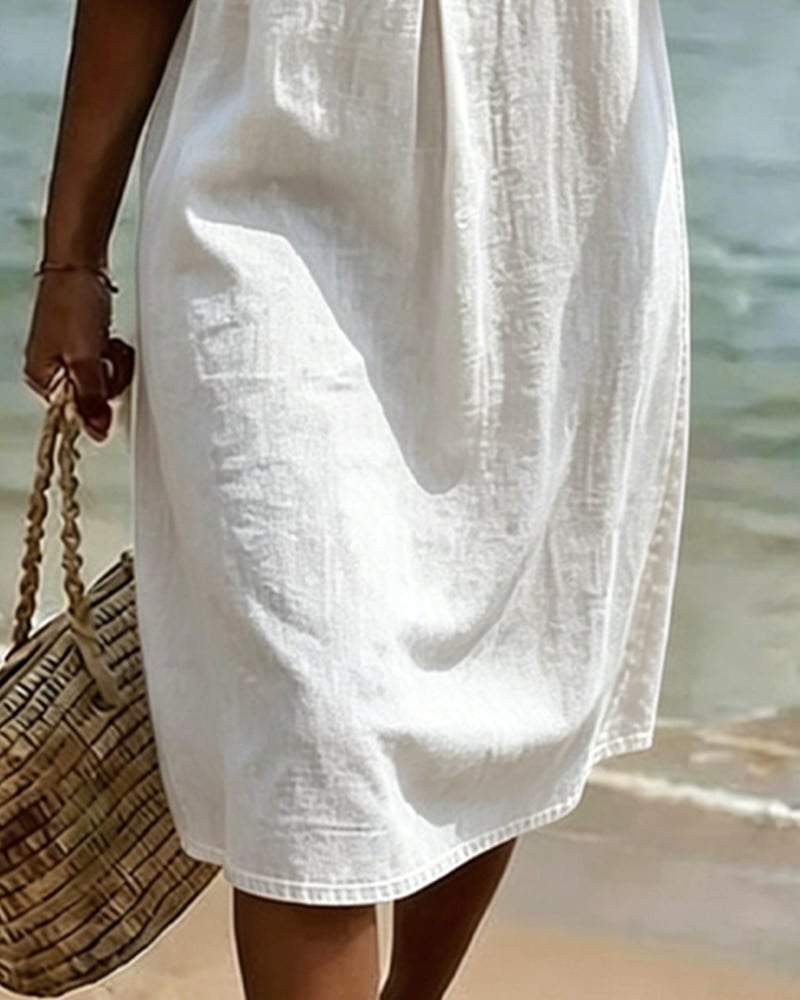 Casual solid A-line ruffle sleeve dress for women | Pasqualle