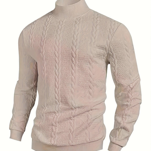 Marvane | Men's Textured High Neck Sweatshirt with Ribbed Cuffs