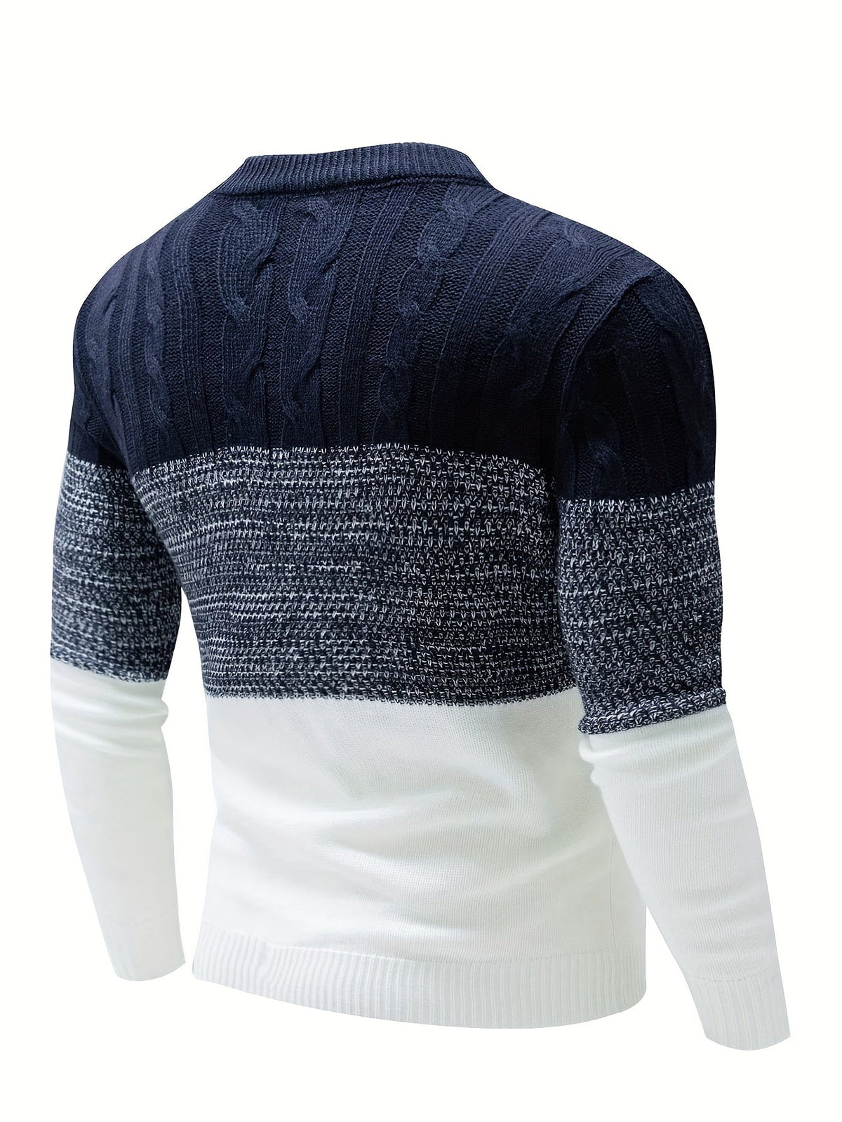 Gavren | Men's Color Block Crew Neck Sweater with Ribbed Cuffs