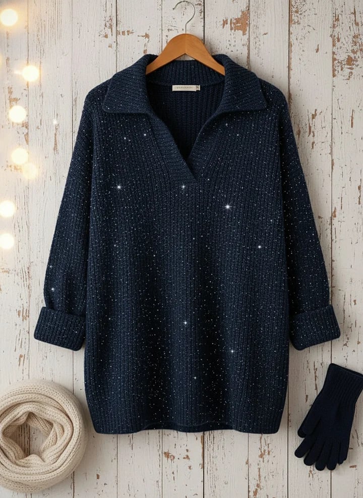 Classic polo-neck everyday knit sweater for women | Léonie