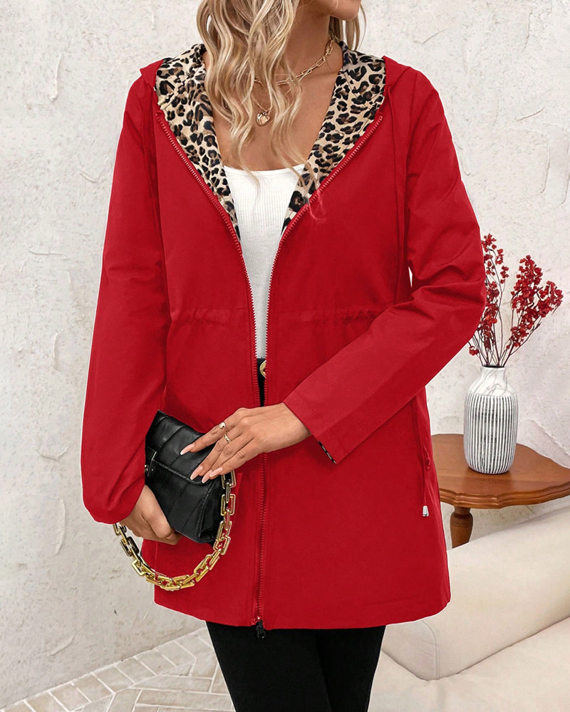 Valerra | Women's Reversible Hooded Leopard Print Coat