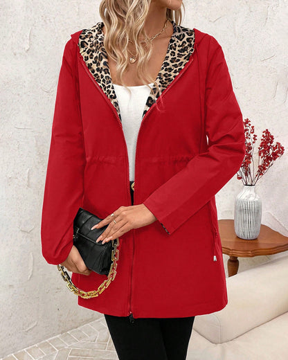 Valerra | Women's Reversible Hooded Leopard Print Coat