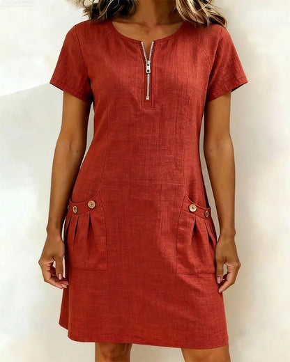 Casual solid A-line mini dress for women | Eliana