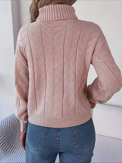 Delaney | Women's Cable Knit Turtleneck Sweater