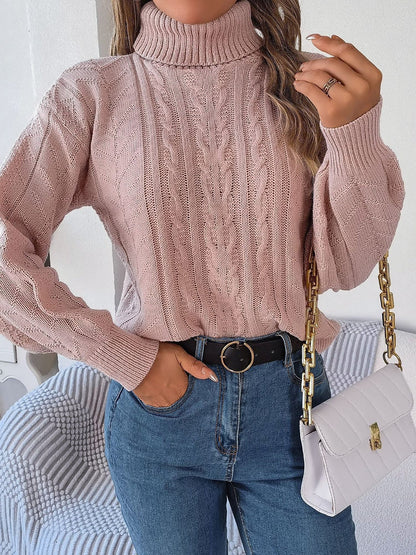 Delaney | Women's Cable Knit Turtleneck Sweater
