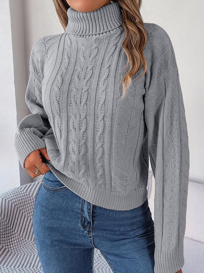 Delaney | Women's Cable Knit Turtleneck Sweater