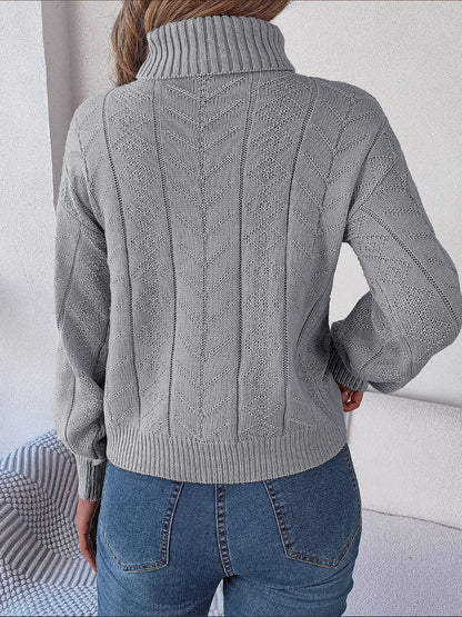 Delaney | Women's Cable Knit Turtleneck Sweater