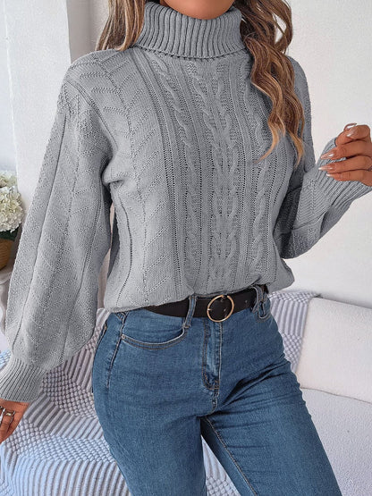 Delaney | Women's Cable Knit Turtleneck Sweater