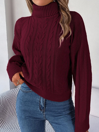 Delaney | Women's Cable Knit Turtleneck Sweater