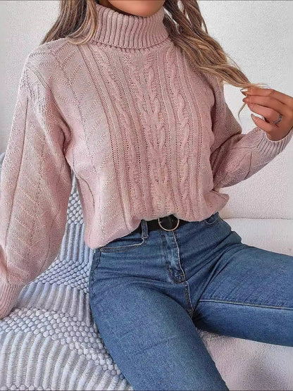 Delaney | Women's Cable Knit Turtleneck Sweater