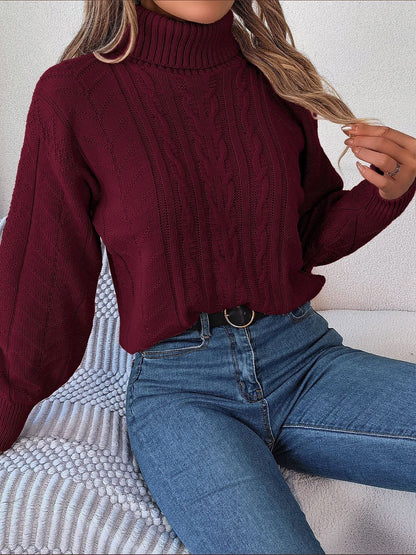 Delaney | Women's Cable Knit Turtleneck Sweater
