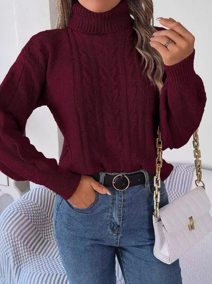 Delaney | Women's Cable Knit Turtleneck Sweater