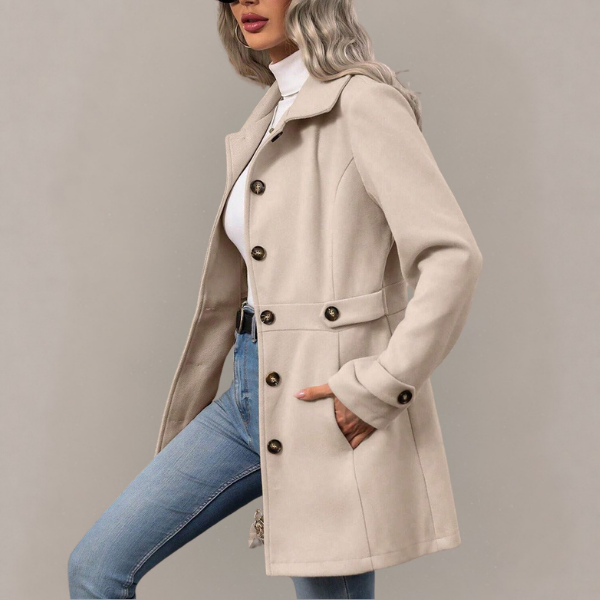 Camille | Women's Belted Tailored Trench Coat with Lapel