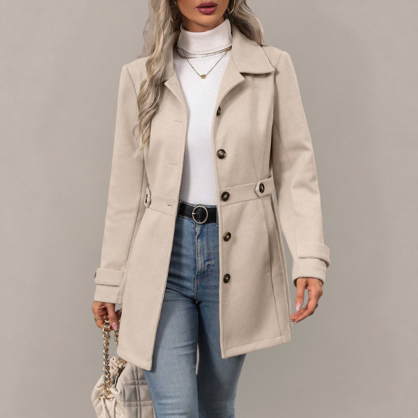 Camille | Women's Belted Tailored Trench Coat with Lapel