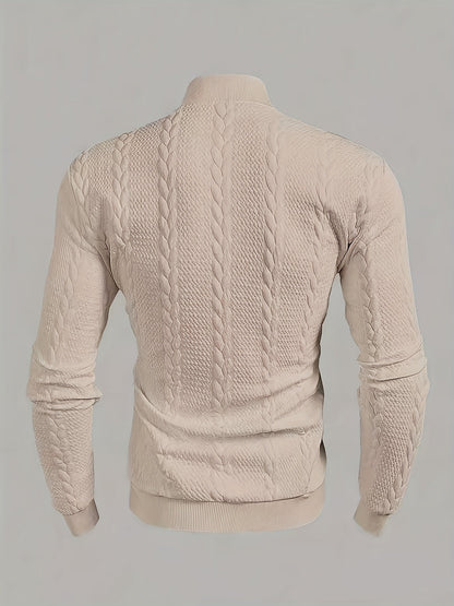 Marvane | Men's Textured High Neck Sweatshirt with Ribbed Cuffs