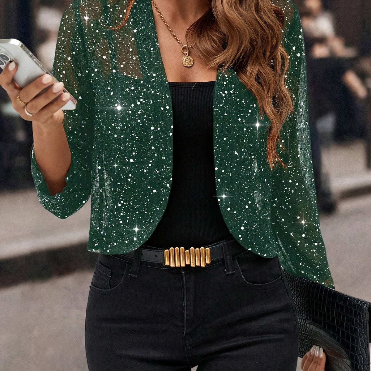 Saskia | Women's Shimmer Cropped Blazer Jacket