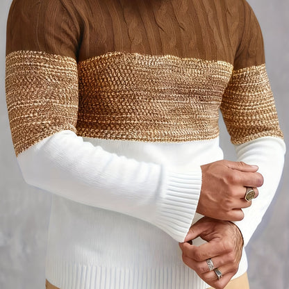 Gavren | Men's Color Block Crew Neck Sweater with Ribbed Cuffs