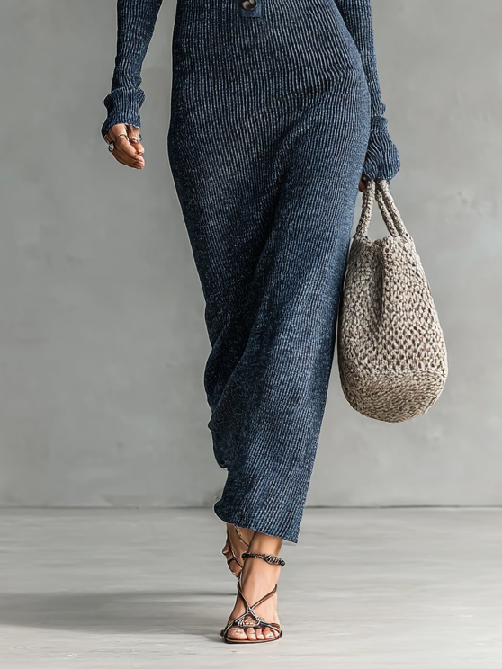 Slim hooded maxi dress with clean silhouette for women | Elowen