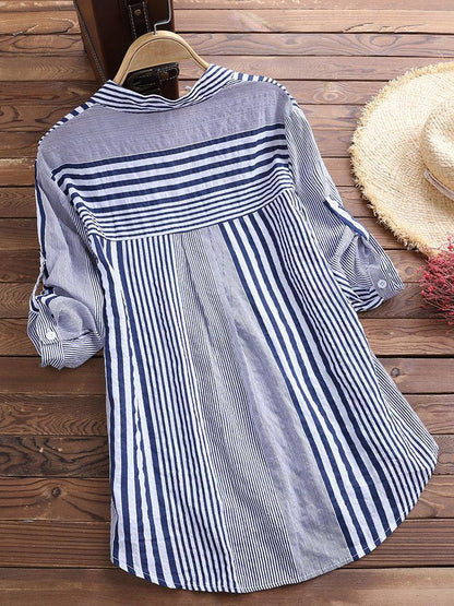 Casual striped button-down blouse for women | Genevieve