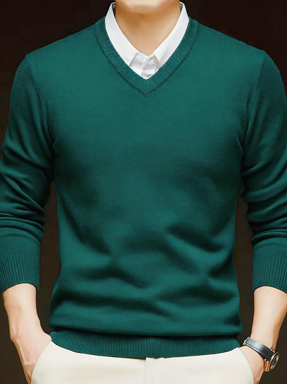 Elvaris | Men's V Neck Pullover Sweater with Stretch Knit