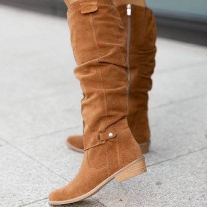 Charlotte | Women's High Tube Zip Low Heel Boot