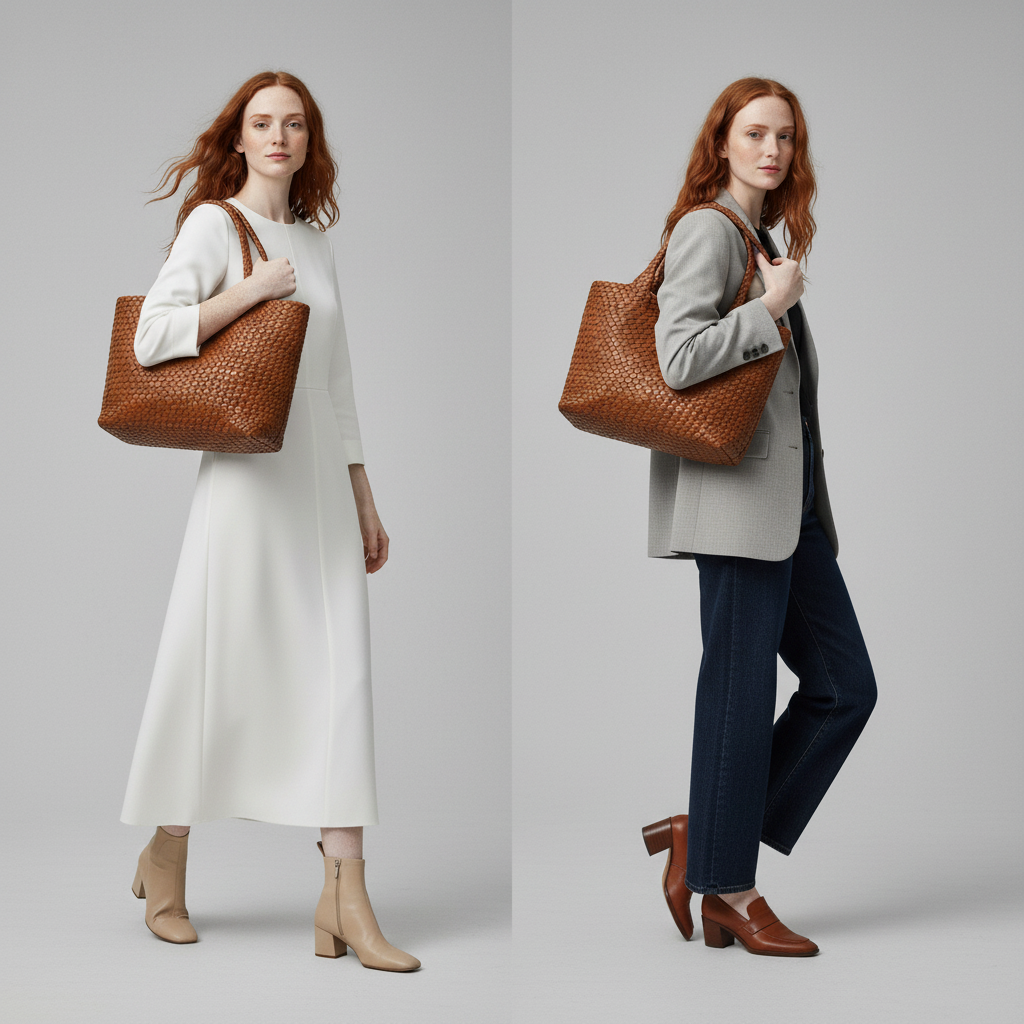 Marielle | Women's Handwoven Everyday Tote Bag with Rounded Handles