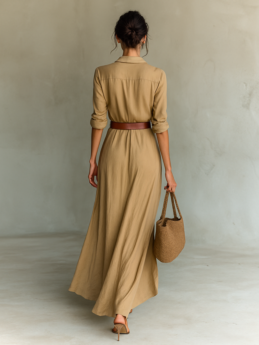 Refined belted maxi dress for women | Mida Grace