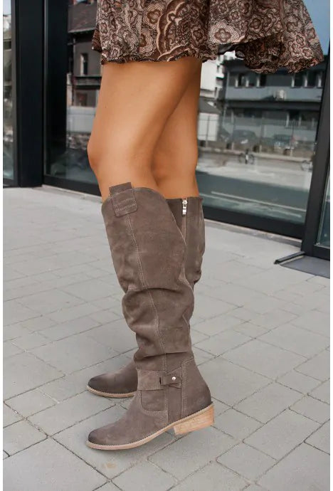 Charlotte | Women's High Tube Zip Low Heel Boot