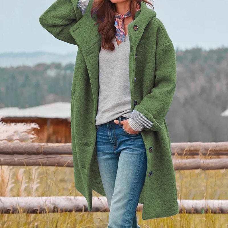 Genevieve | Women's High Collar Button Detail Coat