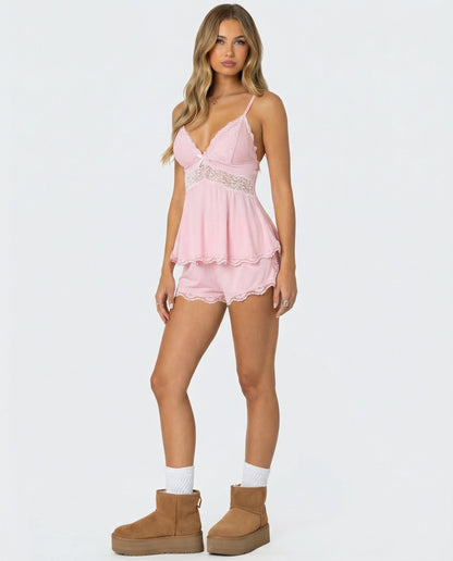 Soft elegant lace loungewear set for women | Midnight Kiss
