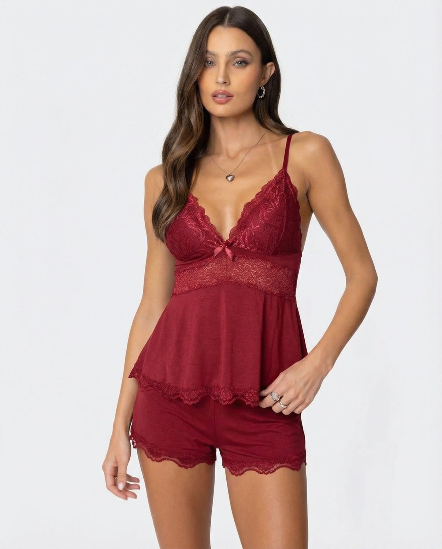 Soft elegant lace loungewear set for women | Midnight Kiss