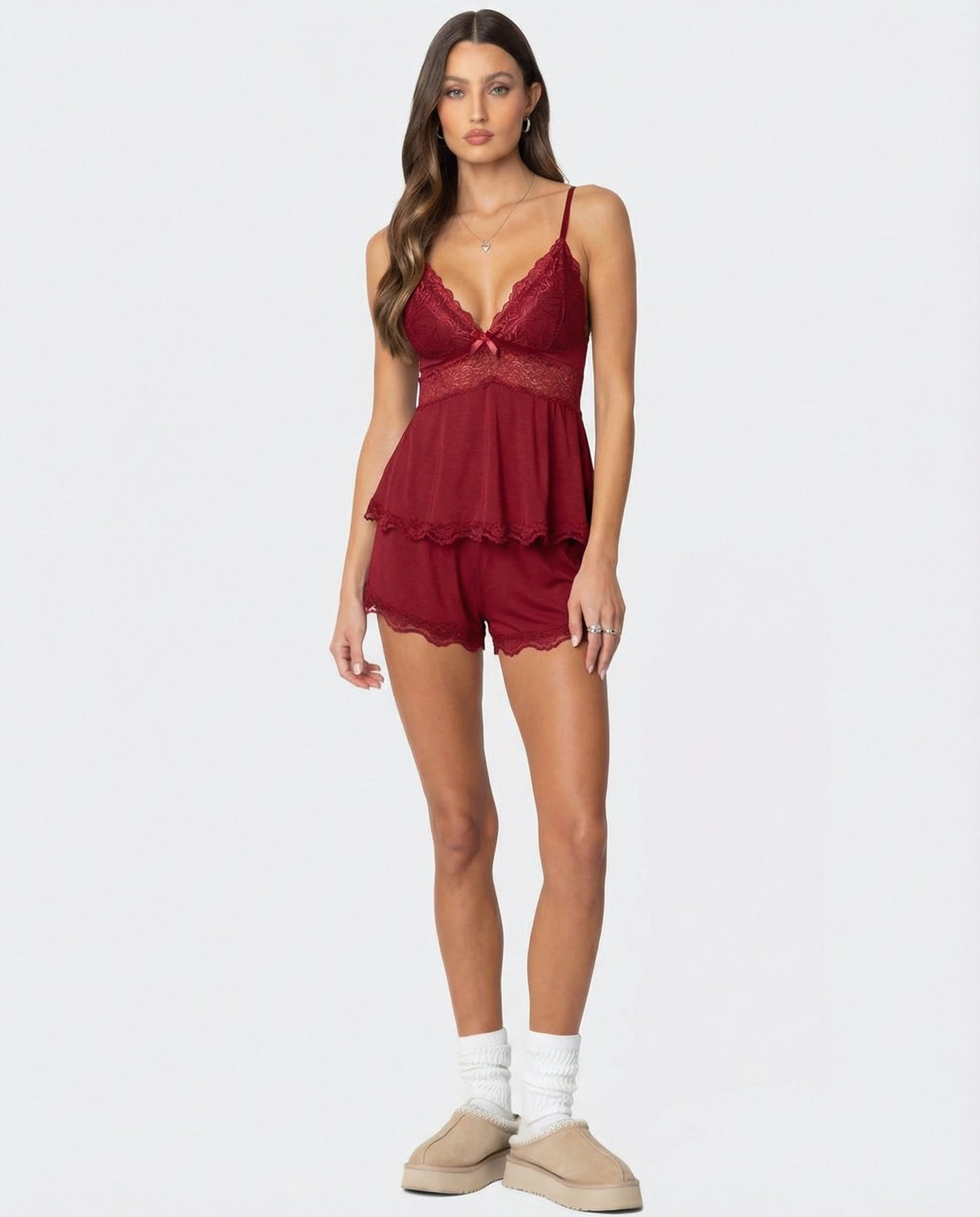 Soft elegant lace loungewear set for women | Midnight Kiss