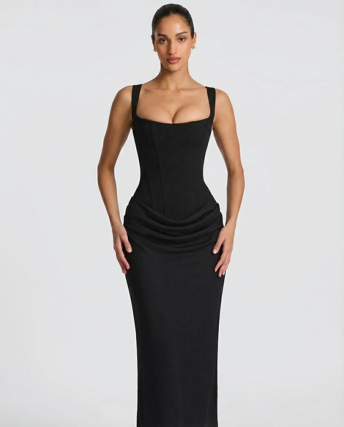 Isabella | Women's Square Neck Draped Waist Maxi Dress