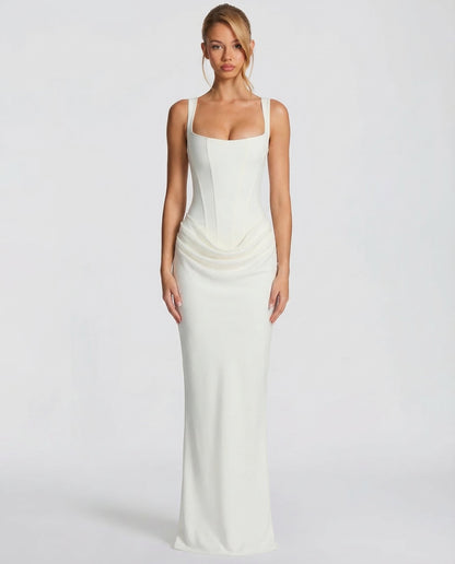 Isabella | Women's Square Neck Draped Waist Maxi Dress