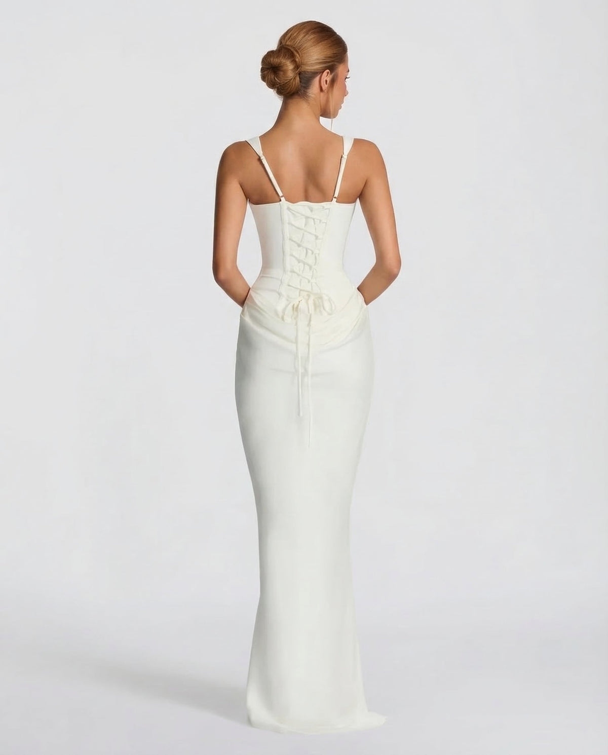 Isabella | Women's Square Neck Draped Waist Maxi Dress