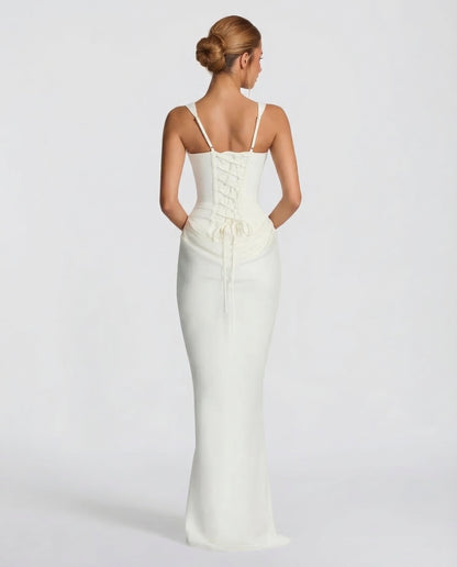 Isabella | Women's Square Neck Draped Waist Maxi Dress