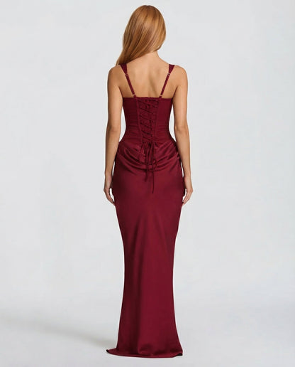 Isabella | Women's Square Neck Draped Waist Maxi Dress
